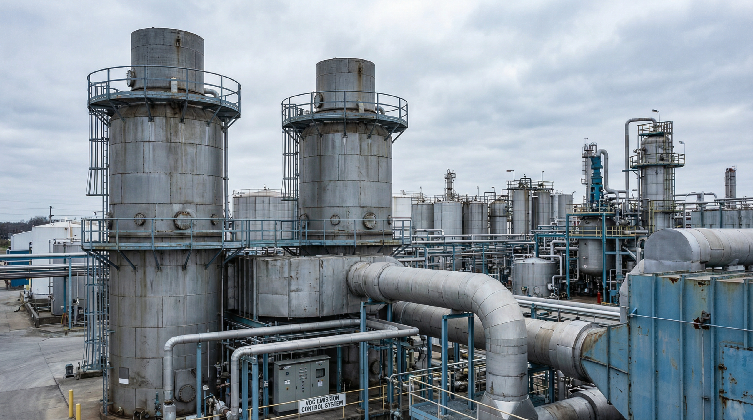 Chemical plant thermal oxidizer installation – industrial VOC destruction system