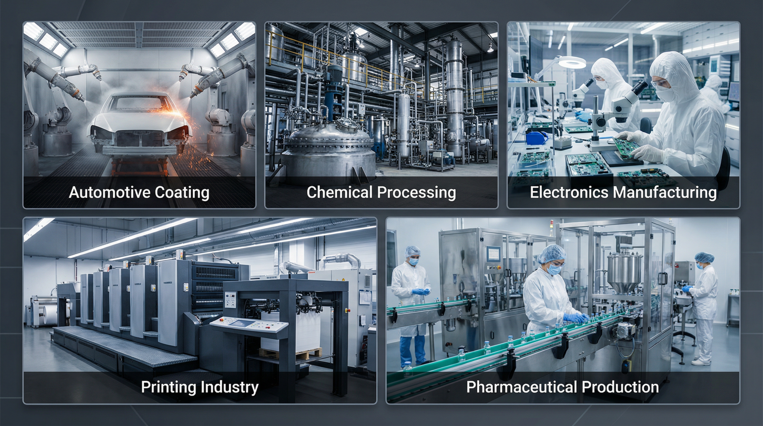 Industrial applications of Catalytic RCO systems: automotive coating, chemical processing, electronics manufacturing, printing industry, pharmaceutical production