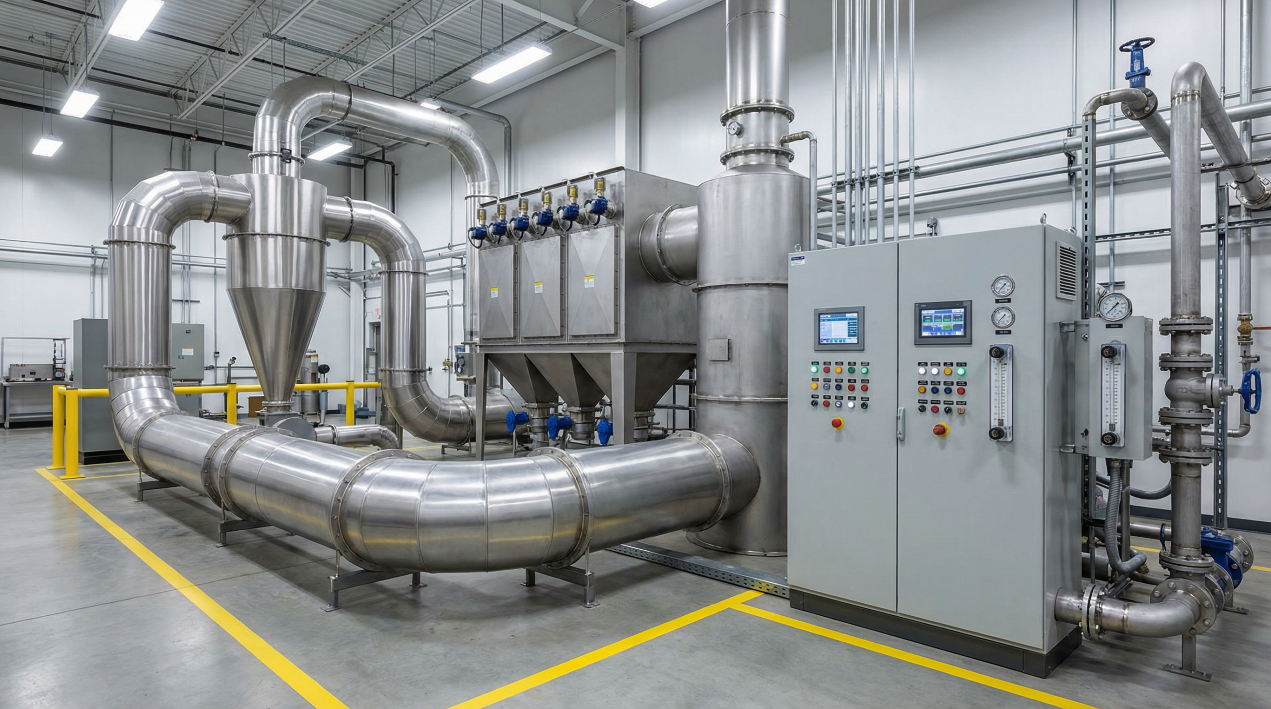 VOC exhaust filtration system installed in chemical manufacturing plant