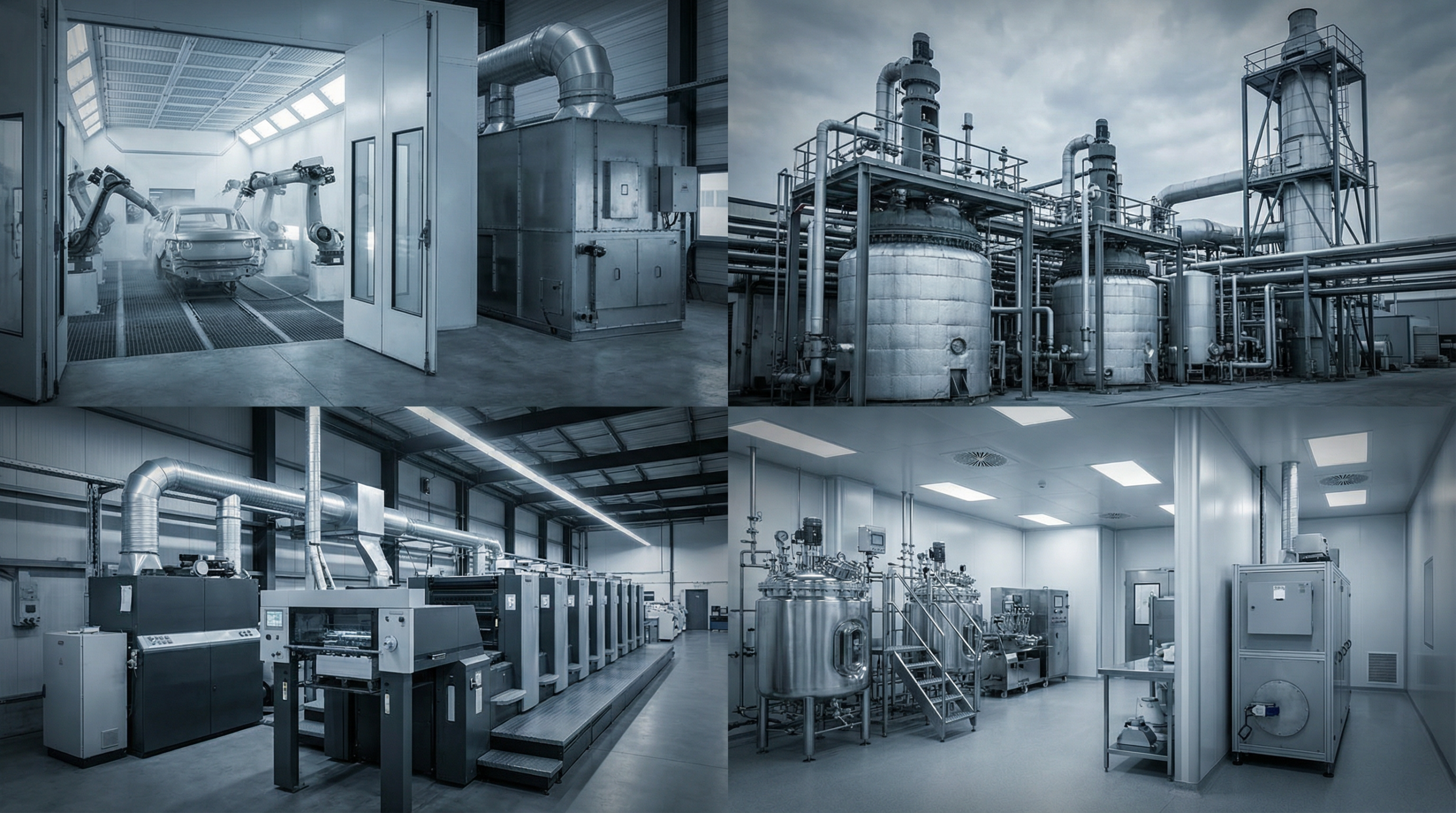 Industrial applications for RTO systems including automotive, chemical, printing, and pharmaceutical industries