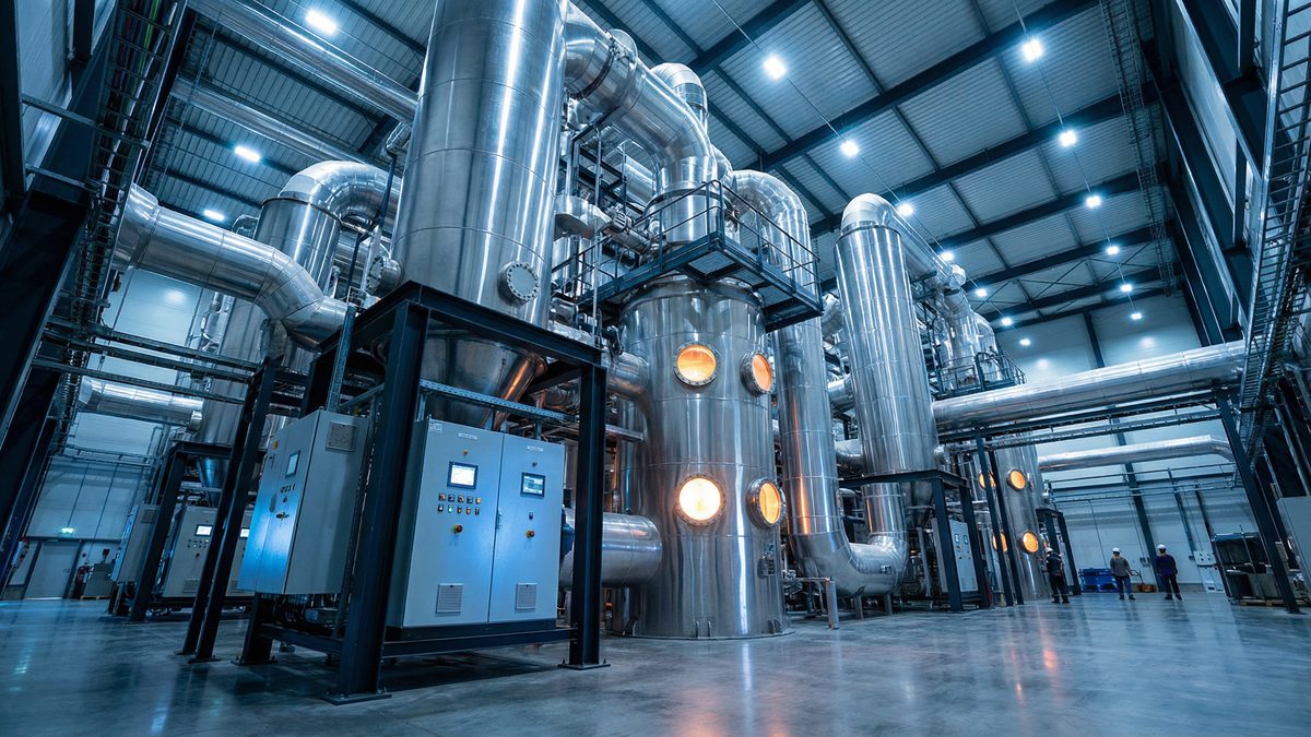 Large-scale RTO system installed in an industrial facility for VOC emission control